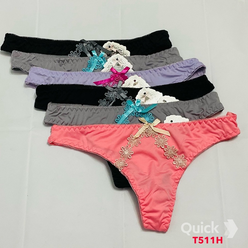 NWT 6 pcs Floral Trim Low-Rise Thongs